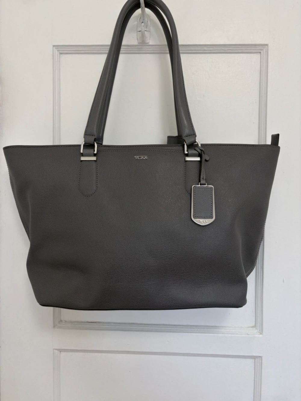 Tumi Dark Gray Tote with Silver Hardware